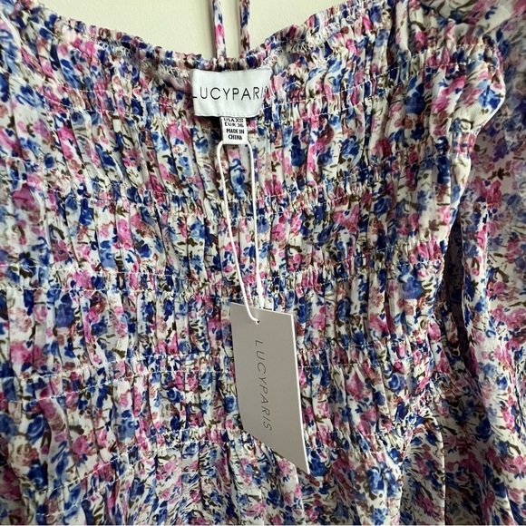 NWT Lucy Paris Mabel Floral Coquette Smocked Puff Sleeve Blouse Cottagecore XS - Picture 7 of 12